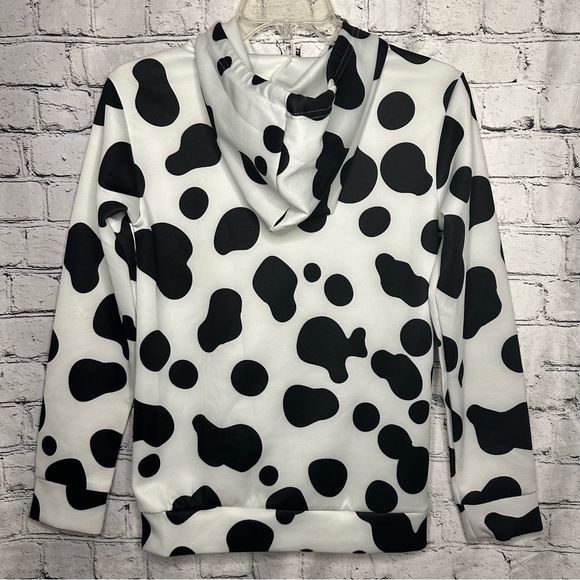 Dalmatian Dog Cow Print Drawstring Hoodies Pullover Sweatshirts Long Sleeve SM - Picture 7 of 11